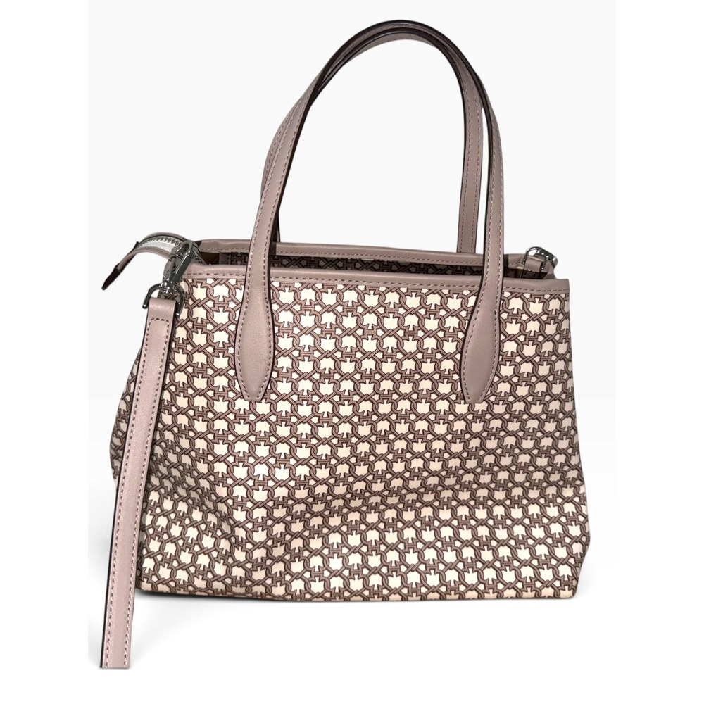 Kate Spade New York Spade Link Mini Tote Taupe Monogram Crossbody Satchel - Picture 2 of 4